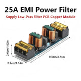 25A EMI Power Filter Suppress Noise Interference High-frequency Interference Signals Supply Low-Pass Filter PCB Copper Module