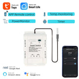 Tuya Wifi 16A Smart Temperature Humidity Switch Power Monitor with Thermostat Probe Sensor for Fish Tank Greenhouse Warehouse