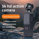 5K HD Face Tracking Action Camera Touch Screen Lens 270° Electric Rotation Portable Pocket Camera