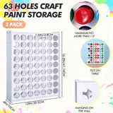 63 Holes Craft Paint Storage Organizer Vertical Paint Rack Stand Wall Mounted Paint Organizers For Artsupplies