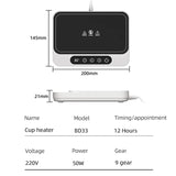 Electric Mug Warmer 50W Cup Heater with 9 Gear Temperature Control Hot Plate Coffee Milk Heater for Home Office Use 220V