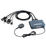 2 Ports USB 2.0 HDMI-compatible VGA DVI KVM Switch Keyboard Mouse Share Switcher Splitter Box with Remote Controller USB Cables