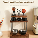 Coffee Dripper Stand Wooden Espresso Tamper Holder 3-Layer Solid Storage Rack Multi-Functional Coffee Tool Organizer