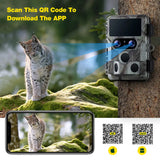 4K WiFi Wildlife Game Trail Camera Traps with 13MP SONY Native Sensor, 850nm LEDs, 65ft Detection Range for Hunting
