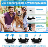 Wireless Electric Fence for Dogs 2-in-1 Remote Training Collar, Pet Containment System Adjustable Vibration  Shock
