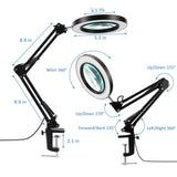 10X Real Glass Magnifier Table Lamp and Clip-On LED Illuminated Magnifier for Soldering Iron Repair Read Crafts Close-Up Work