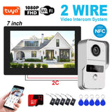Tuya Wifi Video Doorbell 1080P 7 Inch HD Color Touch Screen Smart APP Home Visual Intercom Kits for RFID Access Control System