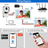 1080P 10 Inch 7" Touch Screen Wifi Video Doorbell, Smart TUYA Home Video Intercom 32G Card Rceord Kit Monitor ID Unlcok 2 Wire
