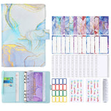 Save Money A6 Budget Binder with Zipper Cash Envelopes PU Leather Money Saving Binder Expense Sheets Cashew Flowers