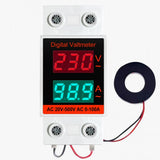 1 PC 2 In 1 Din Rail AC Monitor Single Phase Voltage Current Power Meter Voltmeter Ammeter AC20-500V AC0-100A VOLT AMP Detector