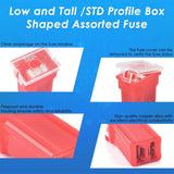 304Pcs Fuses Assortment Kit Standard+Small+Mini Blade Fuses Low and Tall/STD Profile Box Shaped Assorted Fuse with Fuses Puller