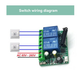 433Mhz Wireless Remote Control Switch AC 85-256V Relay 2 Channels Receiver Module For Garage Doors, Curtains, Lighting