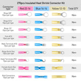 270PCS Heat Shrink Wire Connector Terminal Waterproof Marine Automotive Connector Assortment Rings Fork Hook Spade Butt Splices