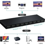 4K 1x8 HDMI Splitter 1 in 8 Out Video Distributor Converter Multi Display Adapter for PS4 Xbox DVD Camera Laptop To TV Projector
