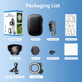 ZM100FL26 Phone ZoomMacro Lens Magnifier HD Magnifying Glass Kit for Jewelry Shooting with 37mm & 52mm Stretching Clip