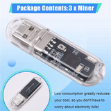 3PCS USB Miner BTC Miner 45-50KH/S Solo Lottery Miner Bitcoin Mini Miner Asic Mining For Office Home