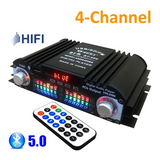 Audio Amplifier 4-Channel Digital Sound Amp For Home Audio Systems, Car, Karaoke Supports USB SD AUX