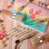 E-Easy To Use-11Pcs Chalk Stencil Brushes Set Wooden Handle Template Brushes For Chalk Paint Stencil Projects Furniture DIY Art