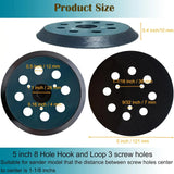 2 Pack Makita 5 Inch 8 Holes Sander Replacement Pads, 5 Inch Hook and Loop Sanding Pad for Makita Orbit Sander, Sander Pads