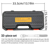 32-Piece 1/4" Torque Wrench Set for Mountain Bikes Adjustable Preset Torque Ratchet Kit Precision Bicycle Repair Tool