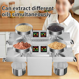 4 Heads Commercial Oil Press Machine Stainless Steel Multi-Function Oil Extractor 4 Independent Pressing Units of Home Appliance