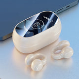 New Mirror Surface Digital Display Soft Silicone Ear Clip Wireless Bluetooth Headphones with Noise Reduction, High-Definition