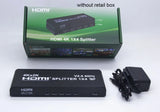 4K 60Hz HDMI Splitter 1x4 Video Splitter HDMI2.0 3D 1 in 4 Out Same Display Video Converter for PS4 Camera PC To TV Projector
