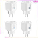 4X Tuya Smart Wifi Plug EU 20A Smart Socket With Power Monitering Energy Saving Timing Remote Control Smart Life EU Plug