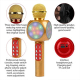 WS1816 Wireless Karaoke Microphone Bluetooth Handheld Speaker Home Birthday Party Player with LED Lights for Kids Singing