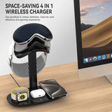 3 in 1 Wireless Charging Station for Apple Vision Pro VR Glasses Hanger Removable Charger Stand for Study Game Room Office