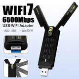WiFi 7 USB WiFi card BE6500 6500Mbps USB3.0 802.11BE WiFi Dongle 2.4G/5G/6GHz Network Card For Win10/11 Driver Free
