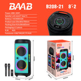 B208-04 60W 8" Woofer Speaker RGB LED Lighting Remote Control 6000mAh Battery TF USB