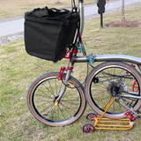 For Brompton Folding Bike Bags & Panniers Picnic Basket Storage Bag with Waterproof Cover Metal Mount