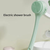 New Waterproof Body Scrubbers Electric Shower Brush Long Double Handle 4Replaceable Head For Deep Cleansing And Skin