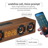 W8C 12W Wooden Bluetooth Speaker With 4 Loudspeakers 52mm Diameter TF Card Playback 3.5mm AUX Audio Input FM Radio Clock & Alarm