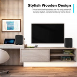 BESTISAN SR04 Powered BT Bookshelf Speakers Stylish Wooden Design With LED Indicators Support Optical AUX USB Flash Driver Input