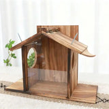 2025 New Natural Pine Squirrels Feeding Station With Clear Observation Window For Garden Installation