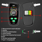 Black Portable Digital LED Display Breathalyzer USB Rechargeable Alcohol Tester with 3.7V 320mAh Battery, ±10% Accuracy, 2.5in
