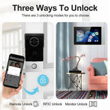 2 Wire 7 Inch Tuya App 1080P Wifi Smart Video DoorPhone Intercom System with Wired Doorbell APP/IC Card Swipe TouchScreen