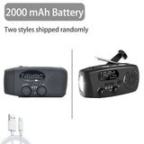 2000 mAh Emergency Radio with LED Lights Radio USB Solar Charging Light Outdoor Travel Portable Rechargeable FM/AM Radio