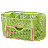 Office School Supplies With Drawer 9-Grid Storage Desk Organizer Stationery Container Metal Mesh Pen Holder