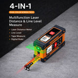 SNDWAY 4-in-1 Green Laser Rangefinder with Tape Measure，Dual-Sided Color Screen, Rechargeable, Multifunctional Measuring Tool