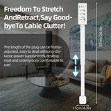Power Outlet Extender Retractable Socket Supports 20W Fast Charging Features USB-A USB-C 3 AC Power Outlets Extends 47-67cm