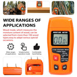 Digital Wood Meter Timber Humidity Tester Content Detector 4 Wood Measurement Modes LCD Display ABS Plastics 10mm Integrated
