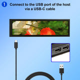 8.8in Strip Bar IPS USB Extended Monitor 1920x480 for PC Case Sub Display White/Black Case