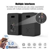 50W BT Dual Speakers BESTISAN SR15 Black With Stunning Light 3D HIFI Surround Sound Support Optical Fiber ARC USB Line In Input