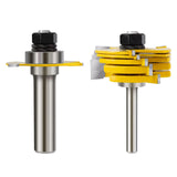 2Pcs/Set 1/4inch 1/2inch Shank Tongue & Groove Joint Assembly Router Bits Set T Shape Slot Cutter Tools For Wood Woodworking