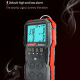 WT8812 Compoud Gas Monitor LCD Digital Recharge Combustible O2 H2S CO EX Gas Leak Monitor Sensor Sound-light Vibration Alarm