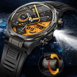 KT91 Smart Watch With Reaction Scroll Wheel LED Flashlight 1.43-inch AMOLED BT Calls 3ATM Waterproof Outdoor Compass Smartwatch