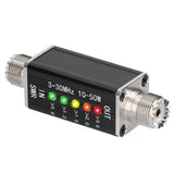 LED SWR Meter 3-30MHz Frequency Shortwave Standing Waves Indicator with 5 LEDs M Female Interface 50W Maximum Power 25x25x50mm